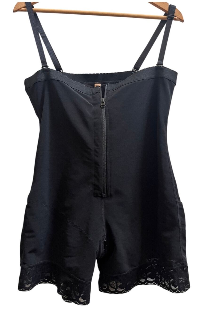 Shapellx Black Compression Shaping Shorts Size 3XL Adjustable Straps Zip Closure